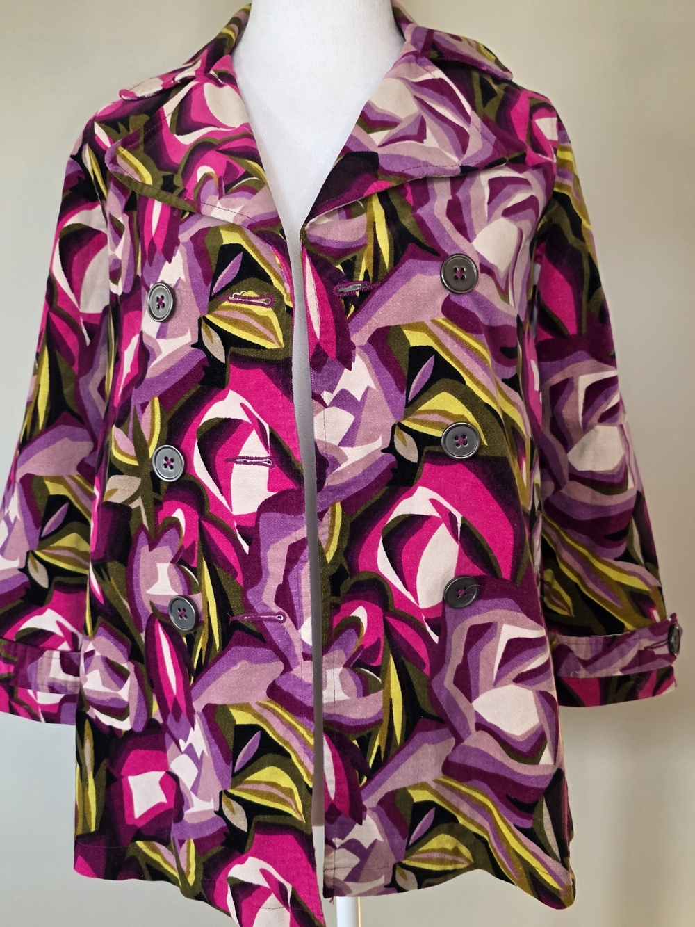 Missoni Floral Rose Print Jacket Pink Purple Green Size M 70 Inspired Retro Mod